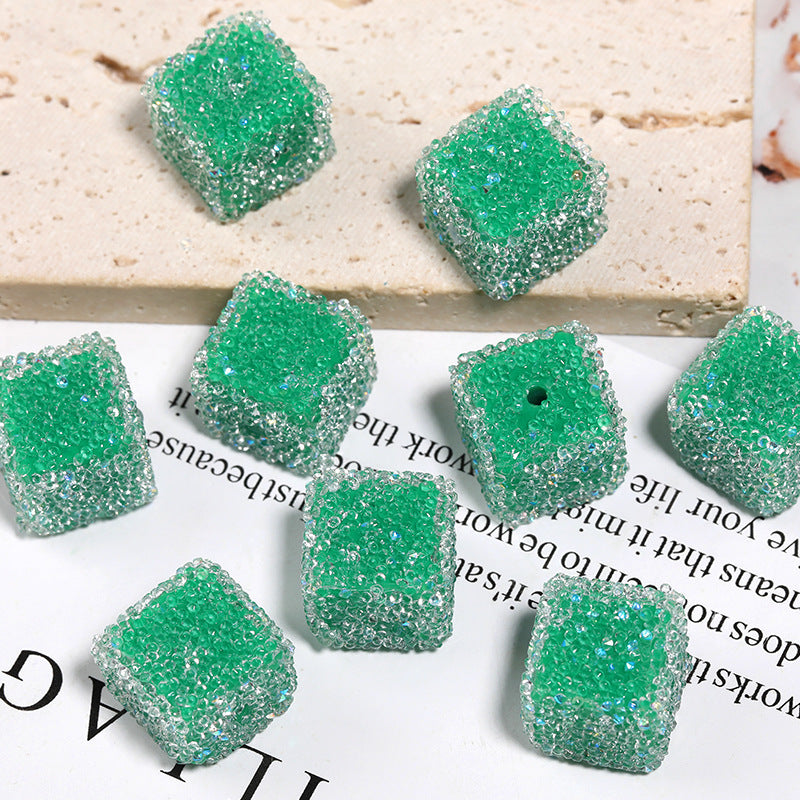 Candy Color Rhinestone Soft Sugar Square Beads