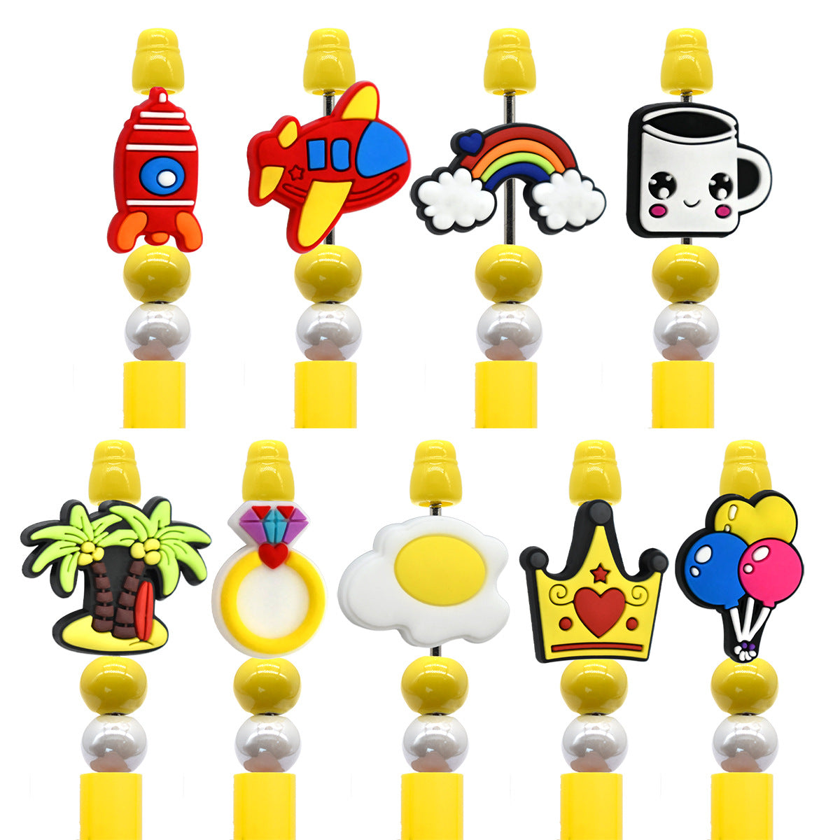 Egg Coconut Tree Rainbow Silicone Focus Beads Silicone Focus Beads