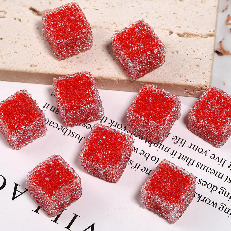 Candy Color Rhinestone Soft Sugar Square Beads