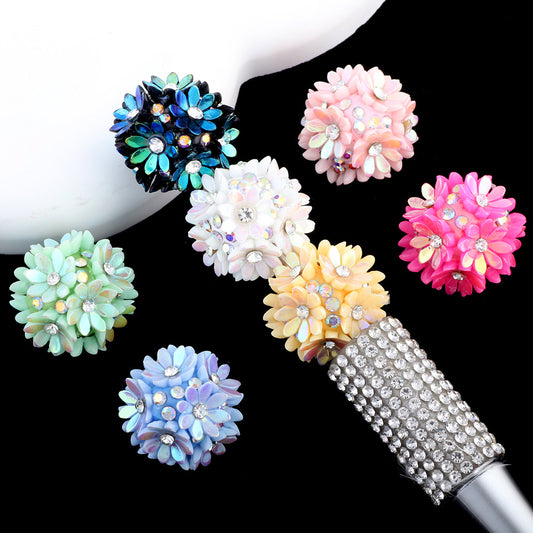 Diamond-encrusted Colorful Eight-Petal Flower Ball