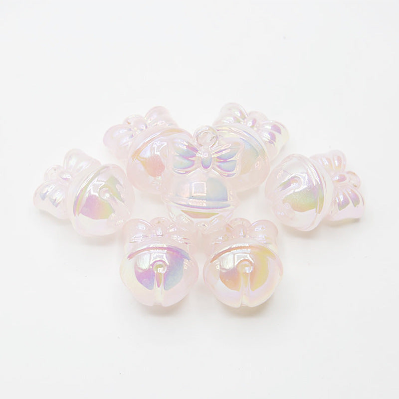 Acrylic Cloud Pattern Bell with Hanging Hole and Color-plated Loose Beads diy Handmade Beaded Phone Chain Car Hanging Keychain Decoration
