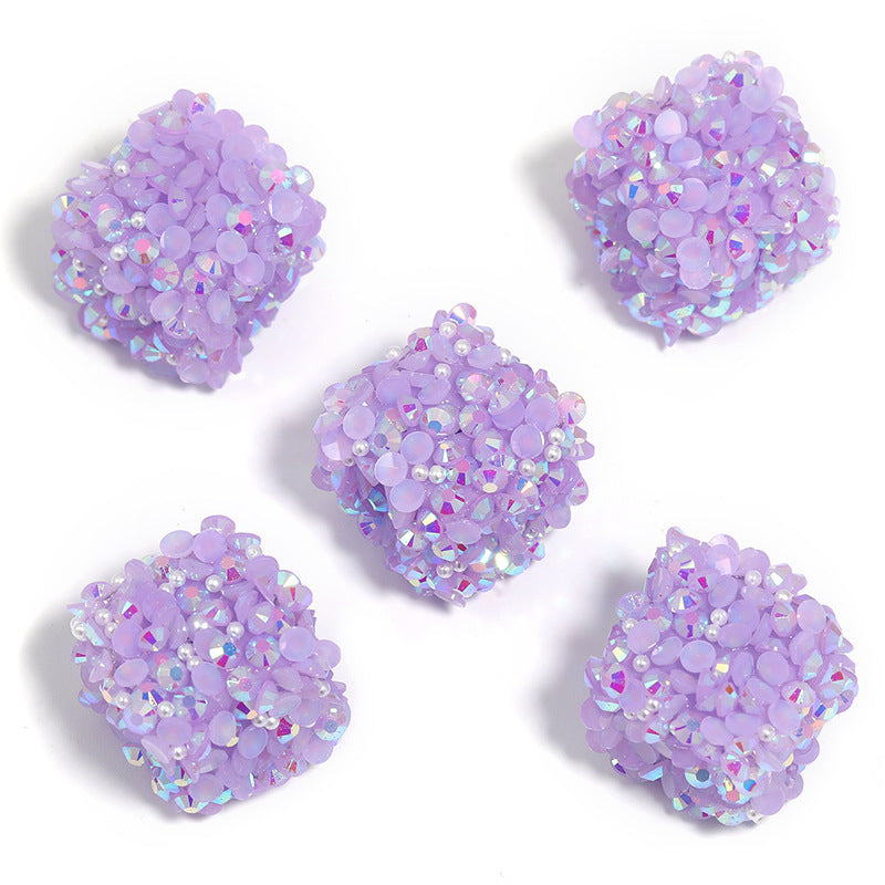Colorful Resin Drill Soft Sugar Square Through-hole Beads