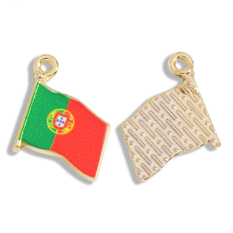 10 Pcs  Alloy World Flag Pendants，16*14mm