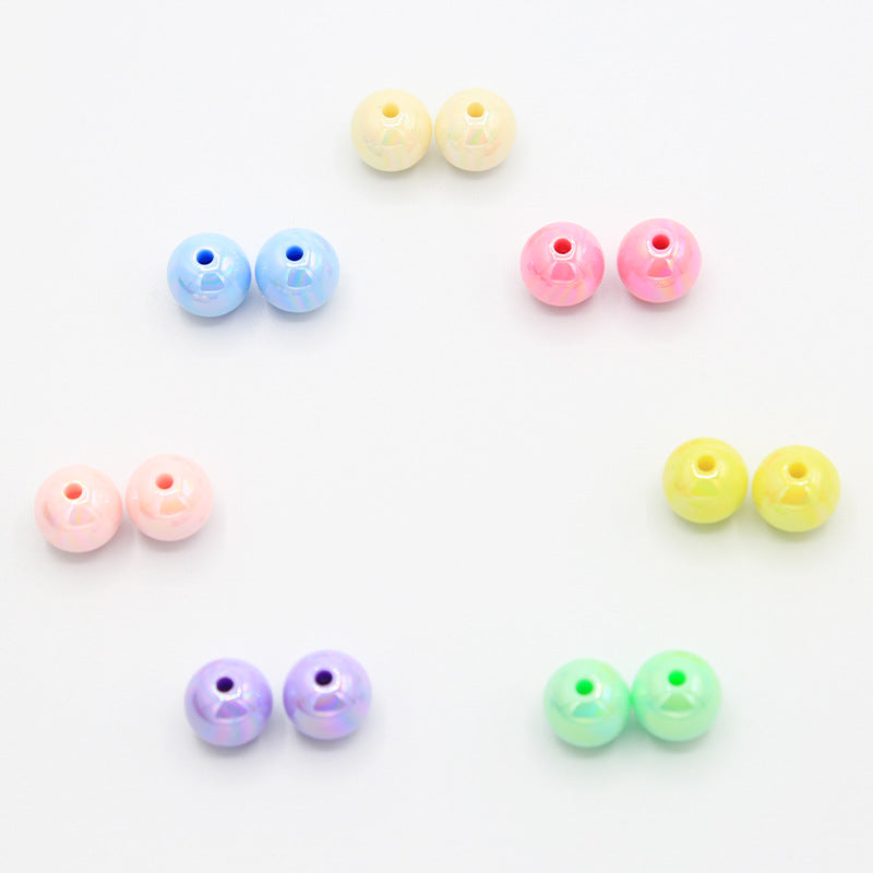 電気メッキマカロンソリッドカラーアクリルABカラフルラウンドビーズDIYハンドメイドネックレスブレスレットビーズルースビーズジュエリー