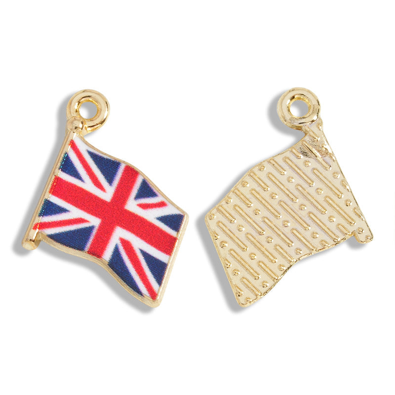 10 Pcs  Alloy World Flag Pendants，16*14mm