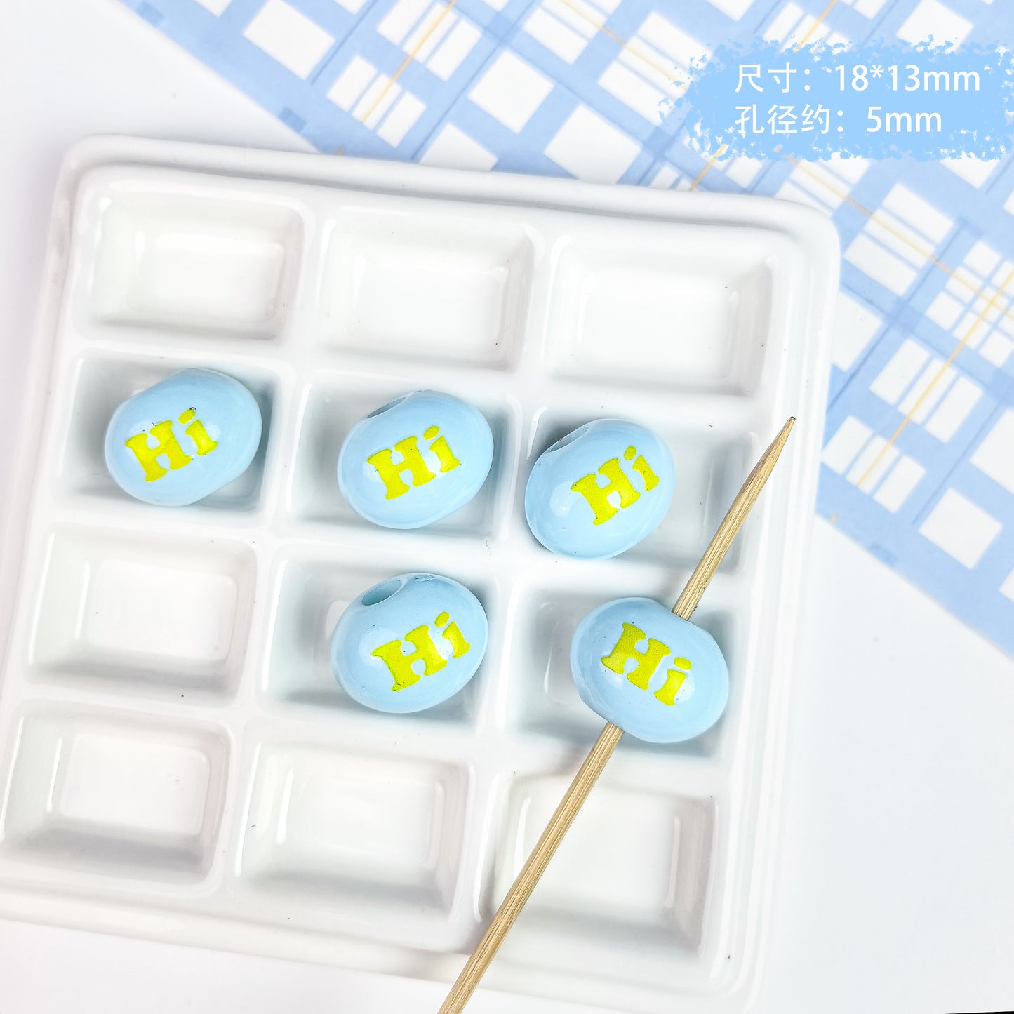 5 pcs Cute Painted English Slogan Beads