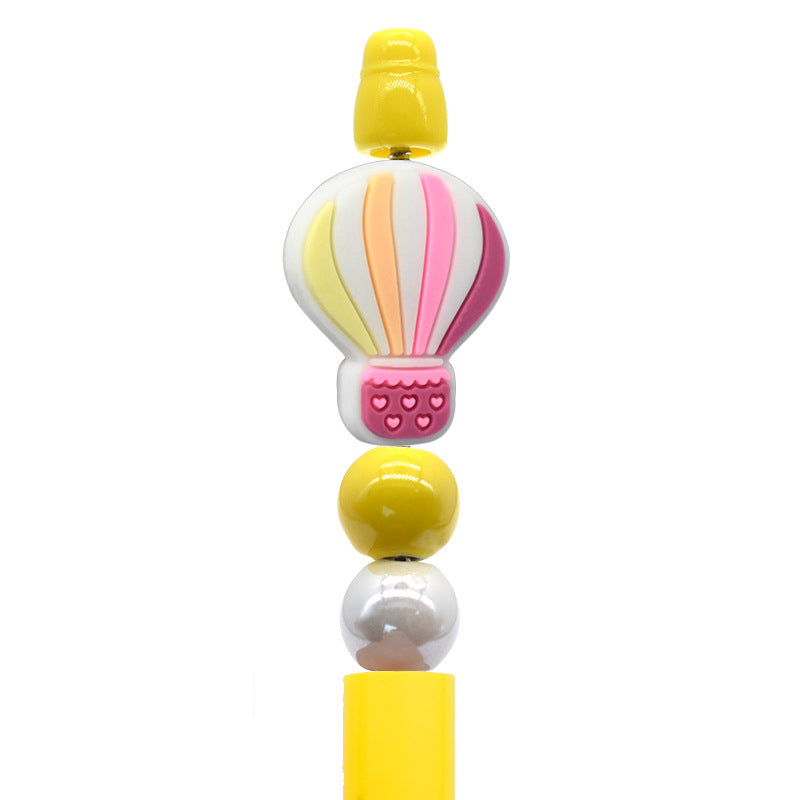 Student Stationery Colorful Beaded Pen Silicone Focal Beads
