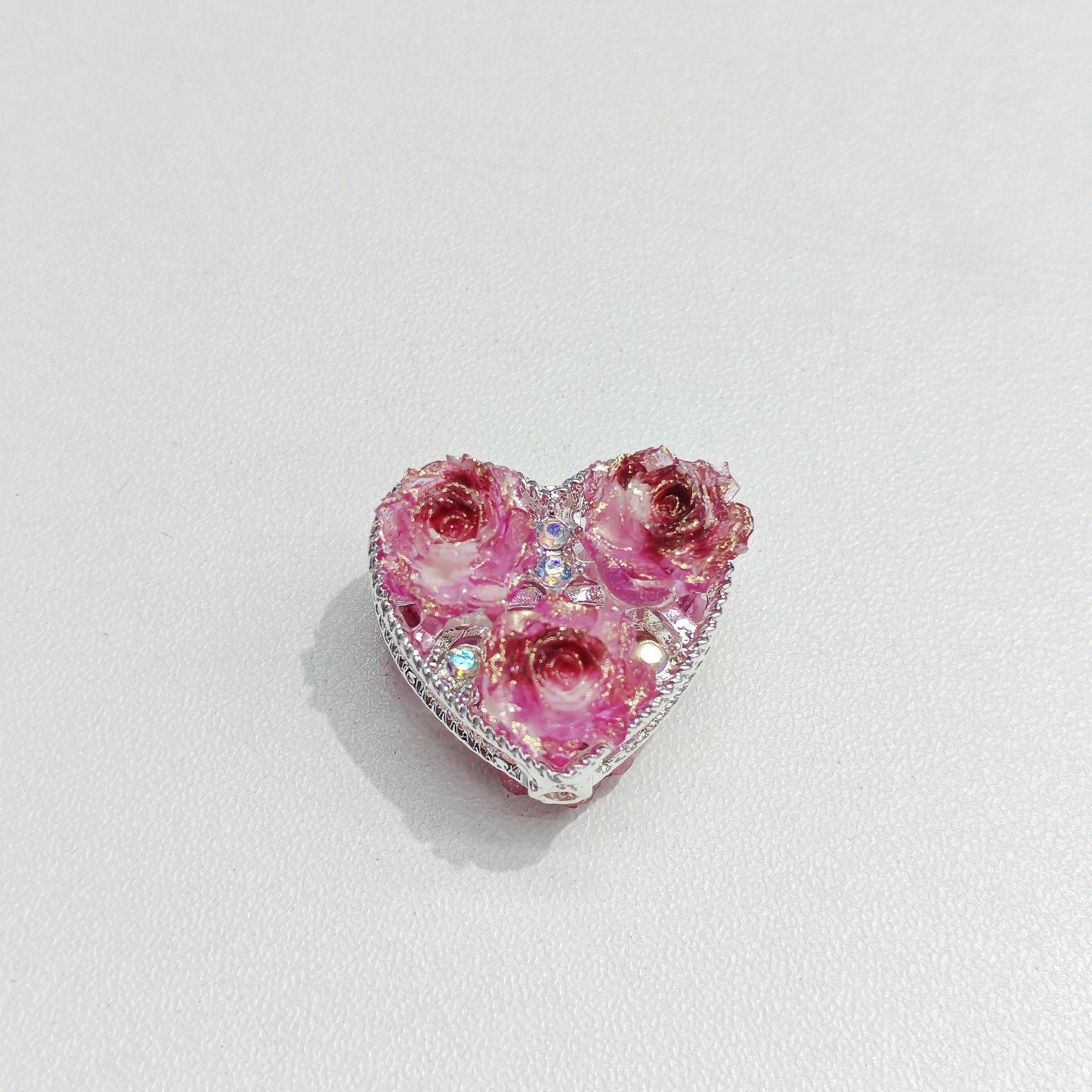Alloy Double-Sided Heart Flower Jewelry Accessories Straight Hole Beads