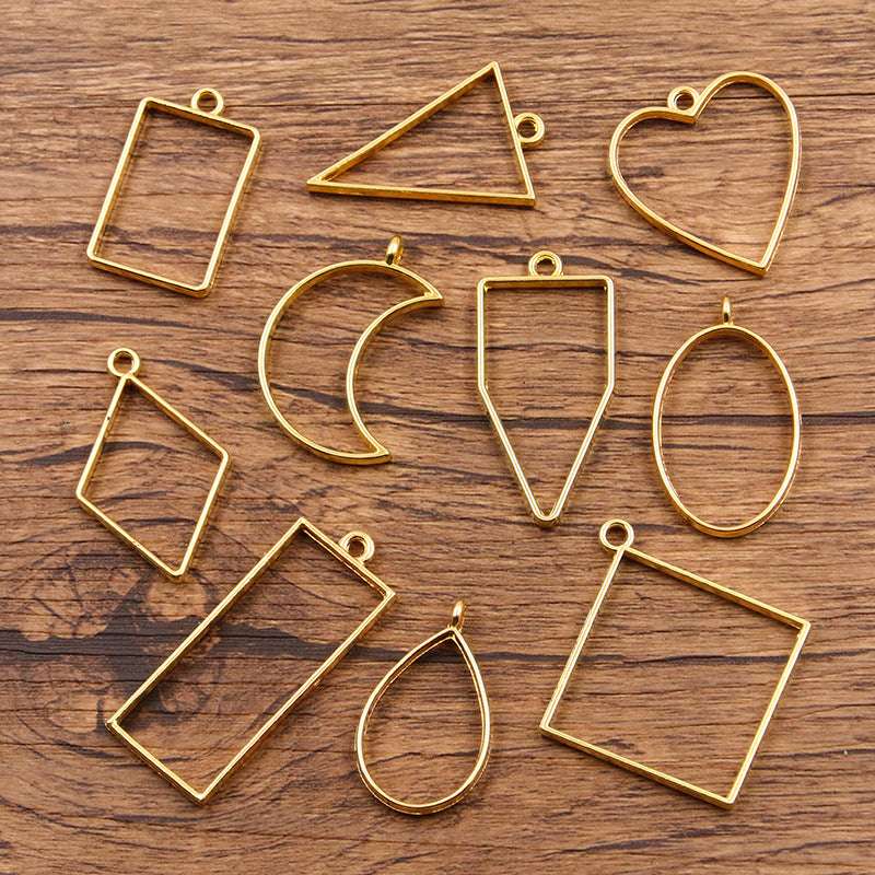 3 Colors DIY Alloy Jewelry Mixed Geometric Shapes Epoxy Resin Mold Frame