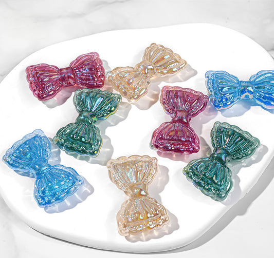 Thin and Glittering Straight Hole Bow Beads