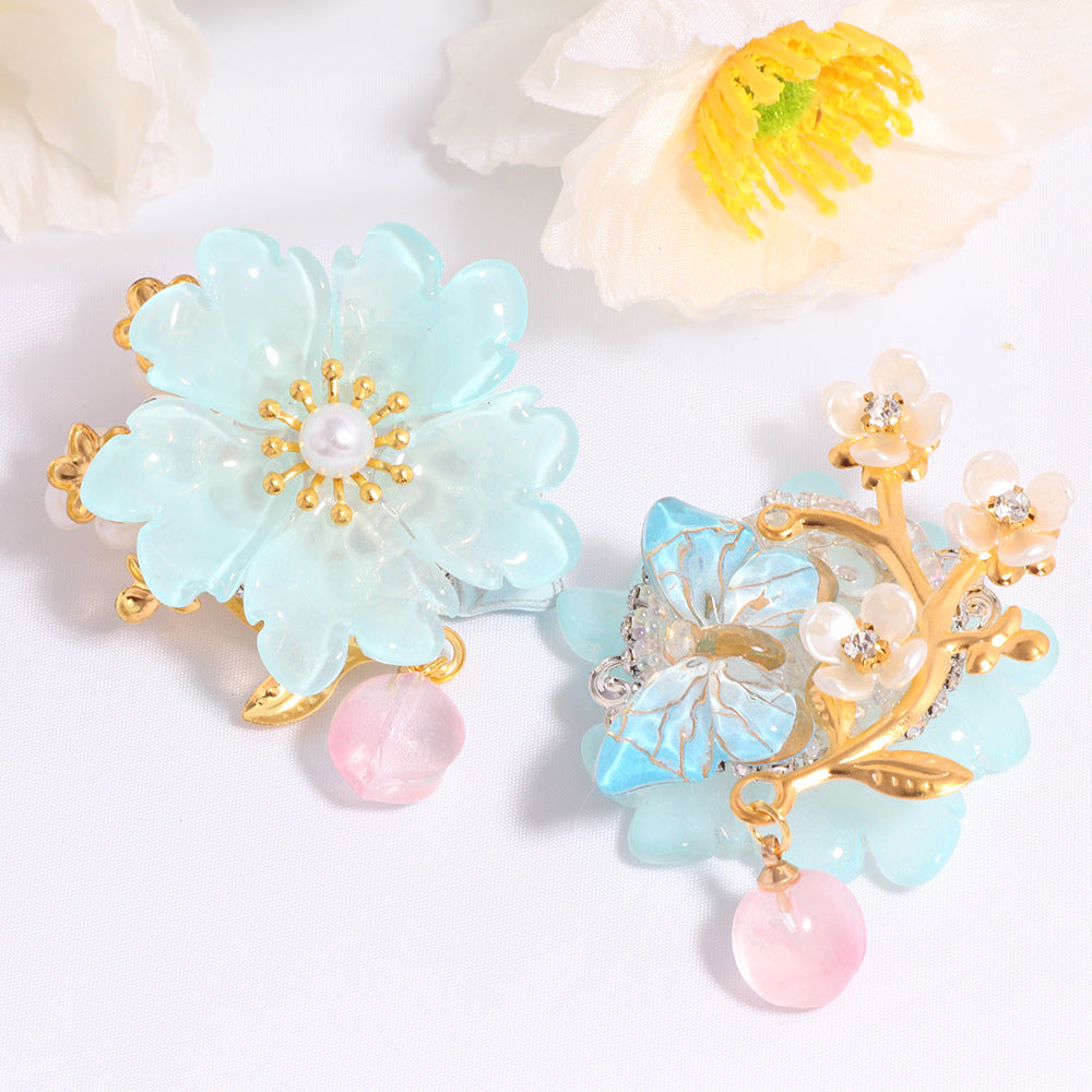Pink Glass Flower Beads