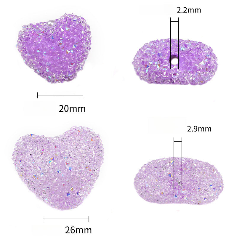 Colorful Rhinestone Soft Sugar Heart Drill Ball