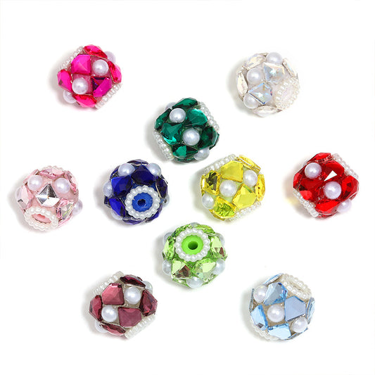 Colorful Heavy Beaded Heart Pearl Flower Ball Round Beads