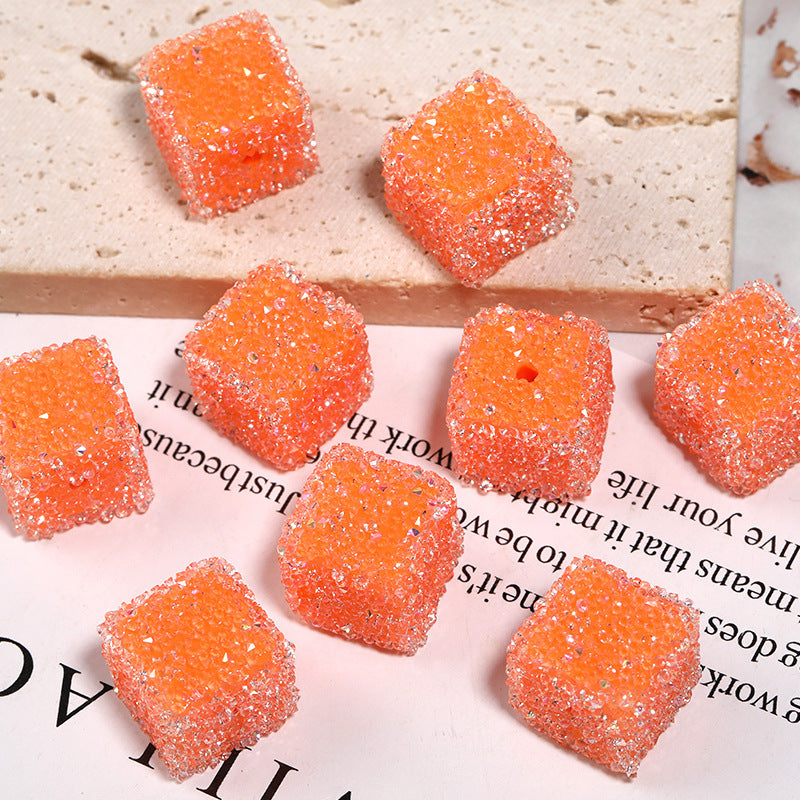 Candy Color Rhinestone Soft Sugar Square Beads
