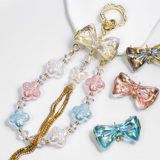 Mabei Transparent Striped Plating Color Alloy Charm