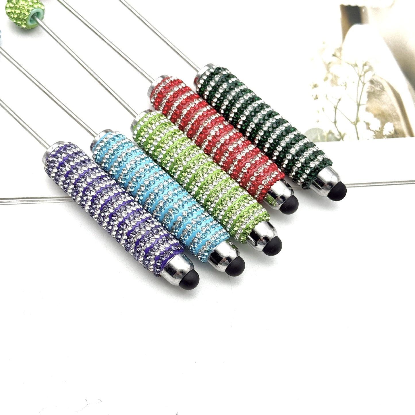Touch screen Striped Full Diamond Beaded Pen