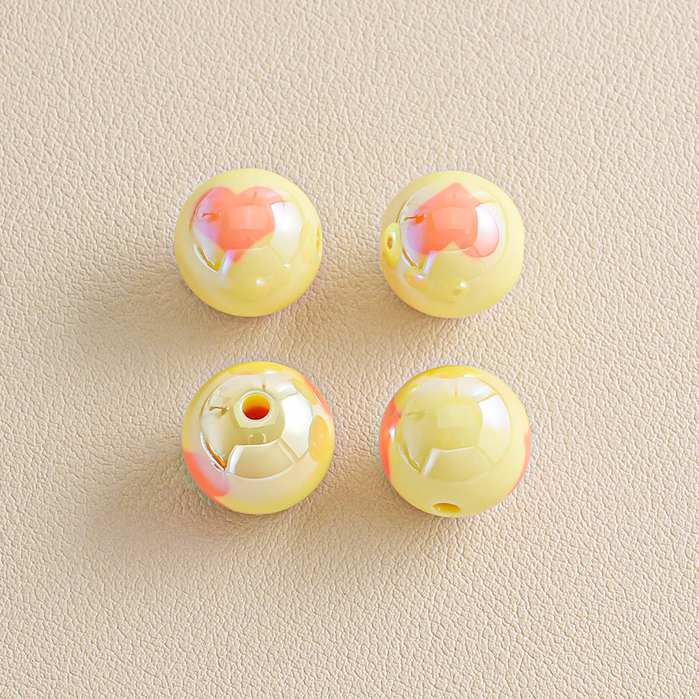 16mm Heart-shaped Straight Hole Round Beads
