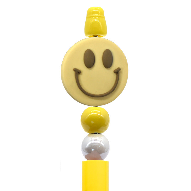 Student Stationery Colorful Beaded Pen Silicone Focal Beads