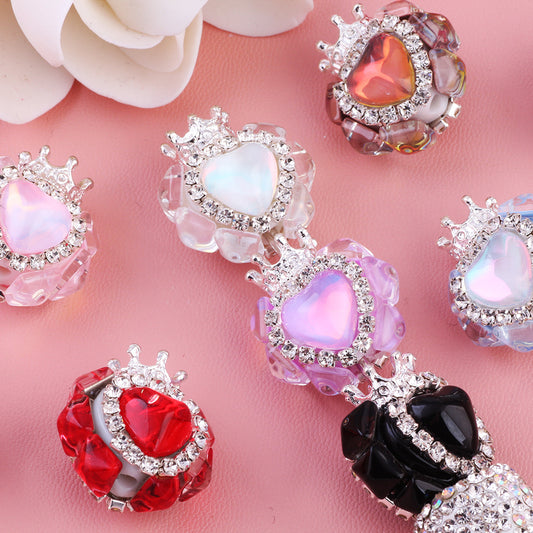 Nepalese Small Heart Crown Diamond Ball Pen Straight Hole Bead