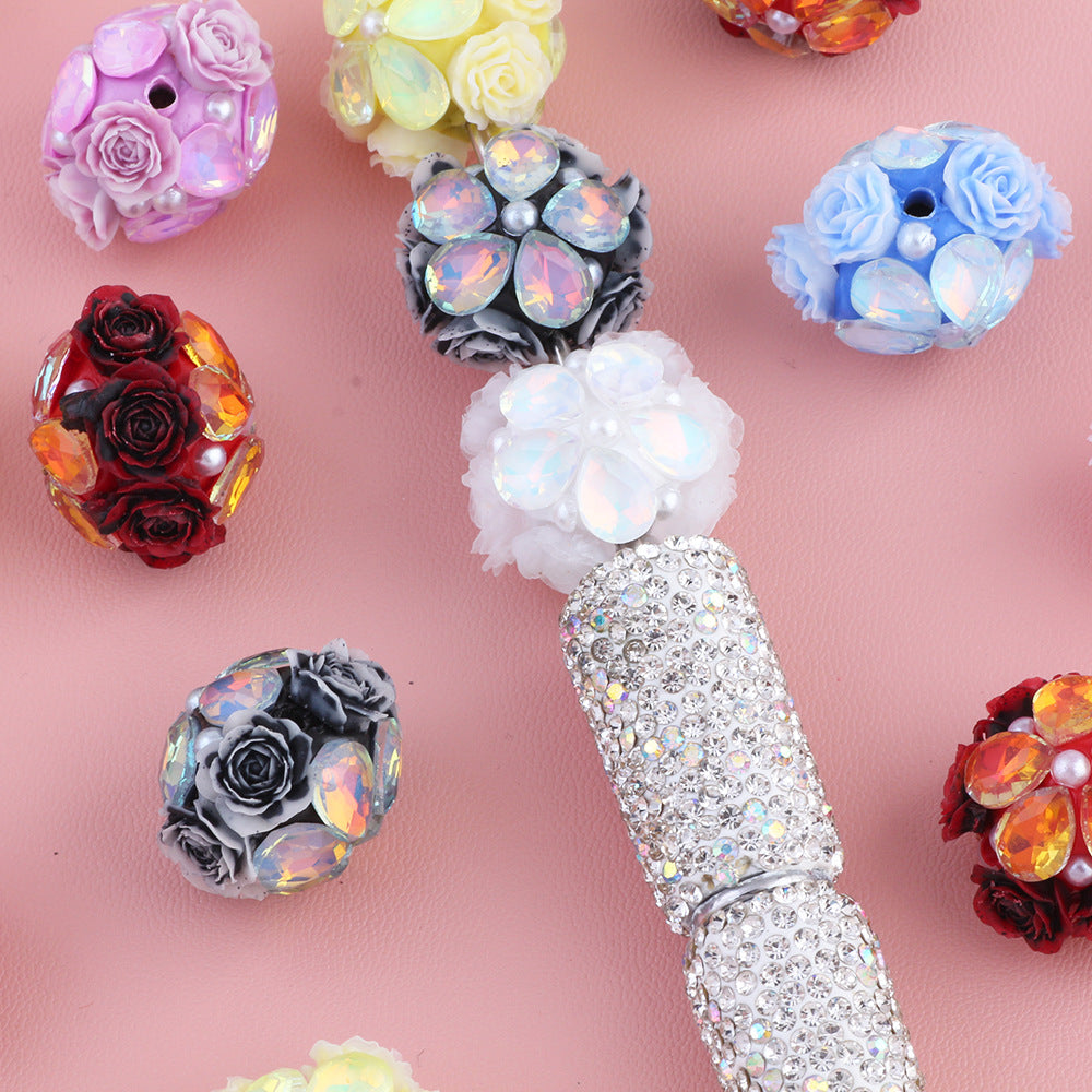 Rose Zircon Water Drop Five Petal Flower Diamond Ball