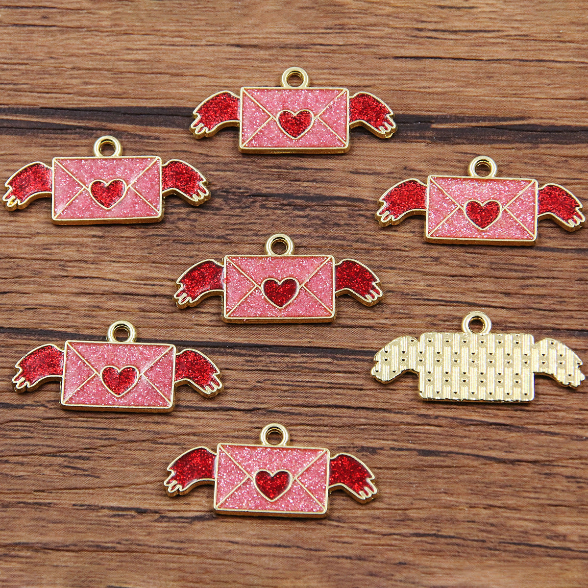 16 Multi-Color Valentine's Day Oil Drop Heart Rose Flower Letter Lip Envelope Charms