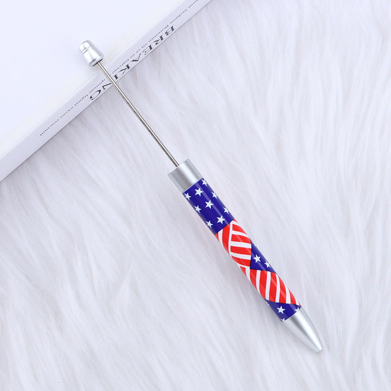 Long Flag Print Beaded Pen Educational Handmade Beading Cute Pen