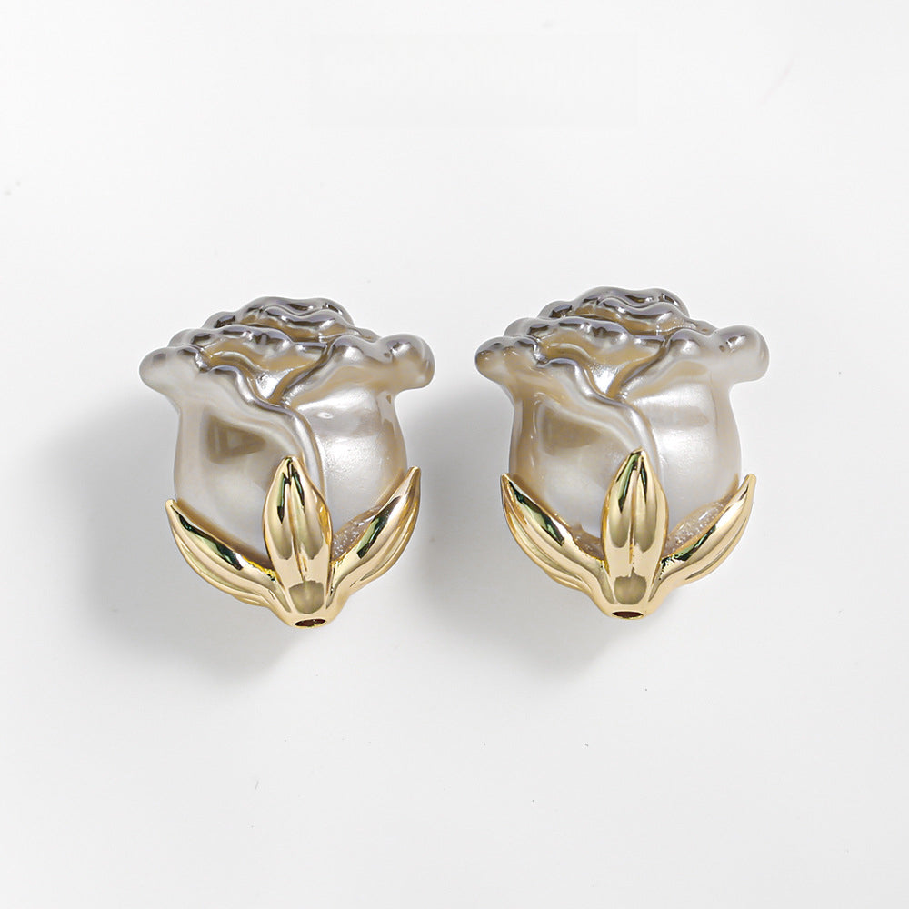 Electroplated Straight Hole Rose Beads