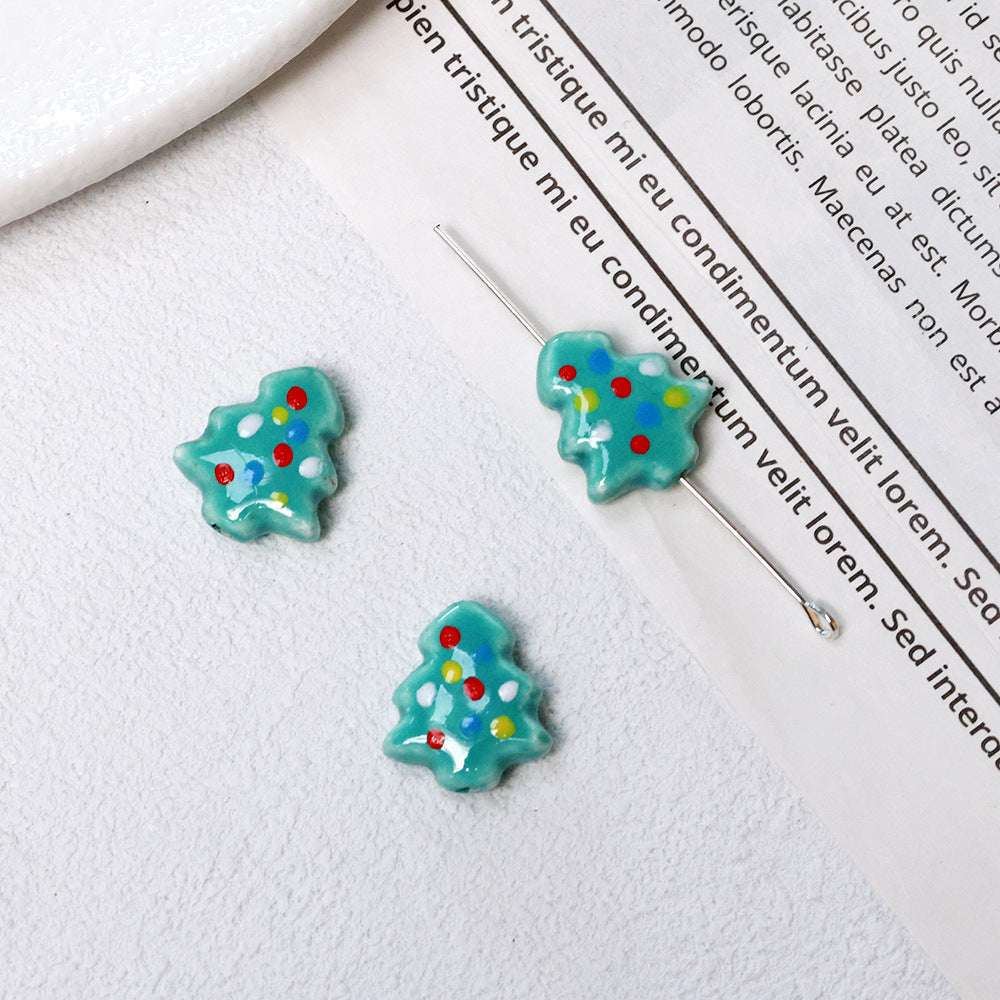Summer Cute Hand-Painted Ceramic Beads Cartoon Christmas Tree