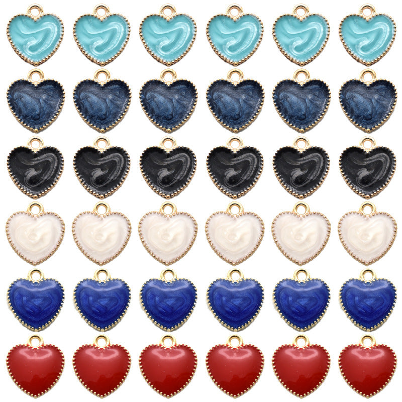 Multicolor Valentine's Day Heart Oil Drop Pendant Handmade