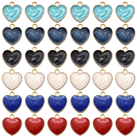 Multicolor Valentine's Day Heart Oil Drop Pendant Handmade