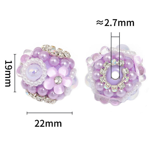 Diamond Five-Petal Flower Chain Pearl Diamond Ball
