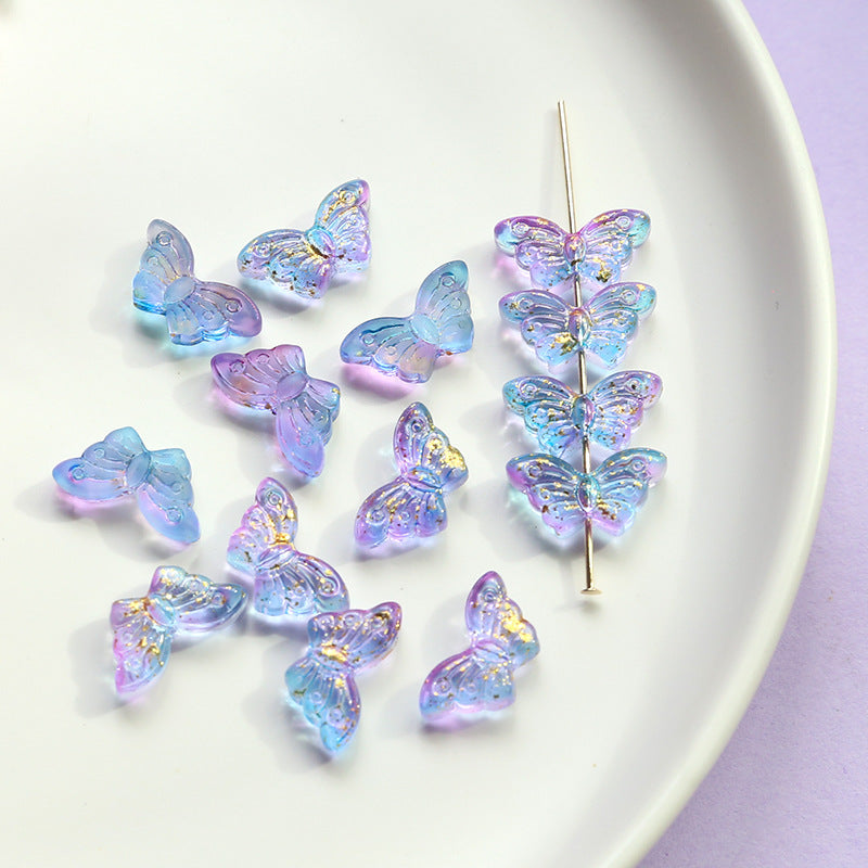 10 pcs Retro Butterfly Iridescent Glass Beads