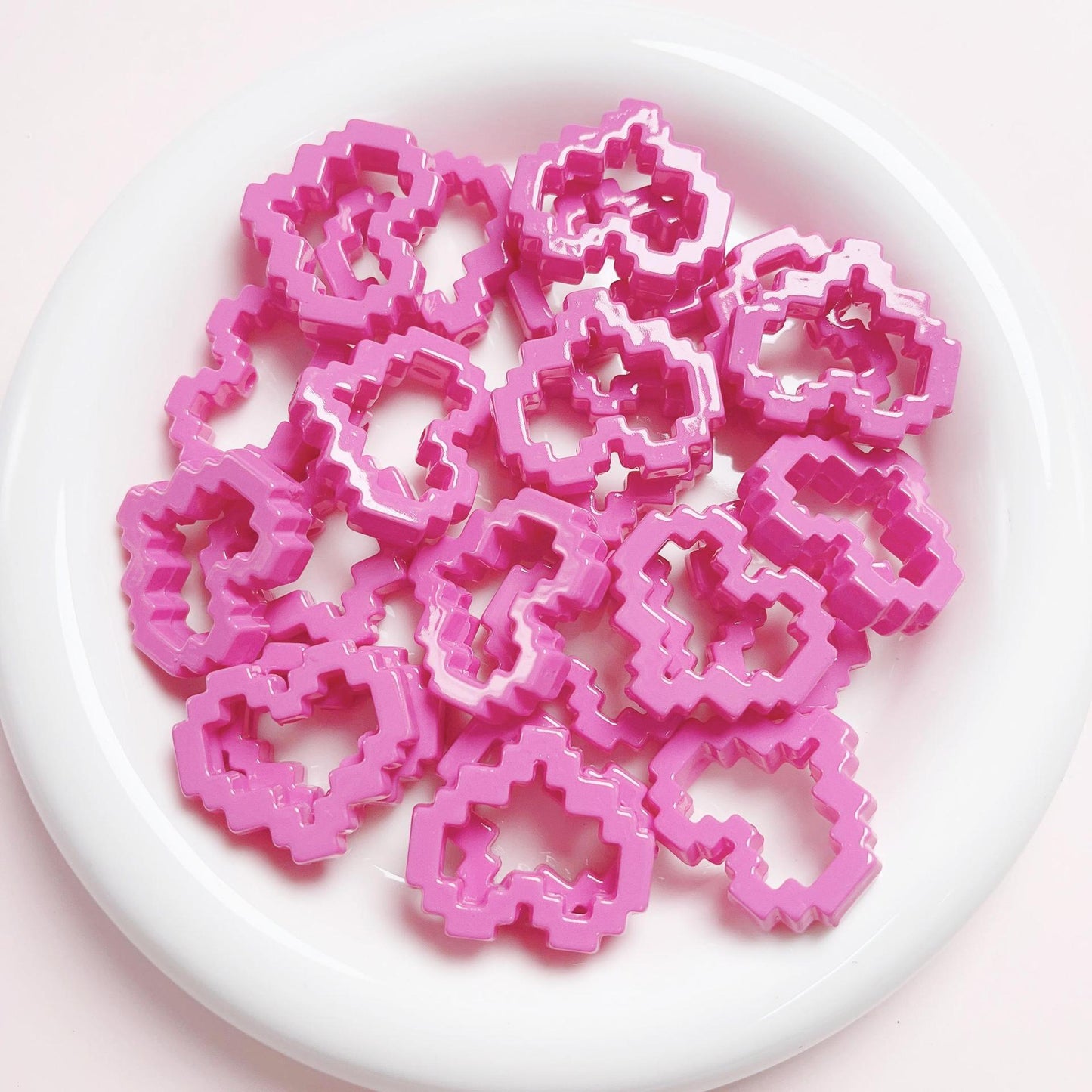 Pixel Heart Beads Enamel Acrylic Beads