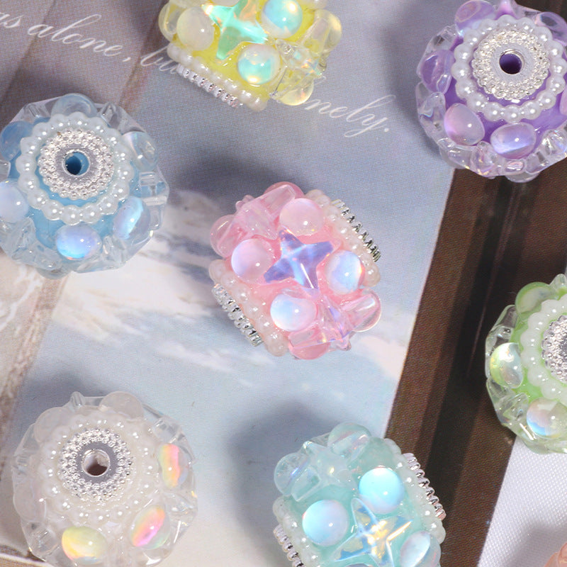 Jelly Color Star Colorful Transparent Straight Hole Loose Beads Beads