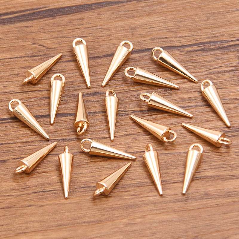 5 Colors 4*15mm DIY Zinc Alloy Accessories Smooth Cone Pendant Charm Keychain Bag Bracelet Accessories