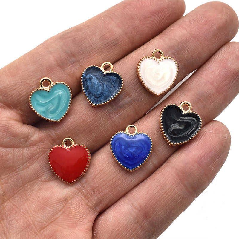 Multicolor Valentine's Day Heart Oil Drop Pendant Handmade
