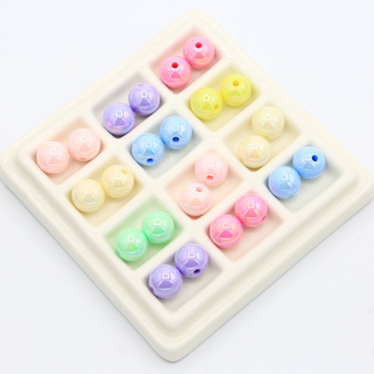 電気メッキマカロンソリッドカラーアクリルABカラフルラウンドビーズDIYハンドメイドネックレスブレスレットビーズルースビーズジュエリー