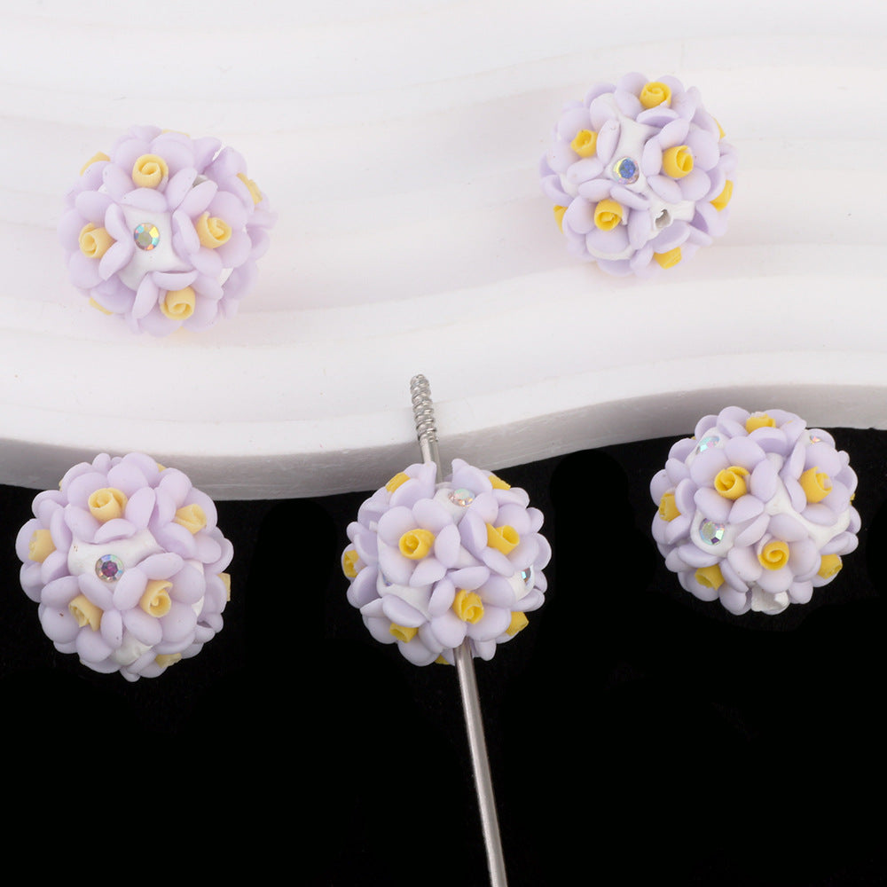 Simple Colorful Rose Ball Soft Clay Drill Ball Bead