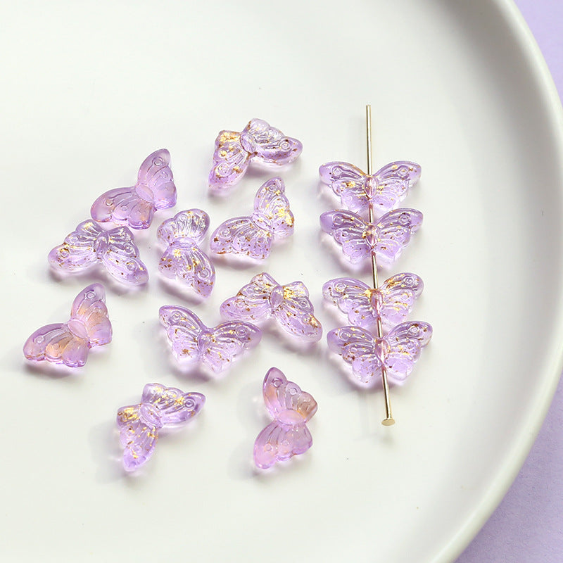 10 pcs Retro Butterfly Iridescent Glass Beads