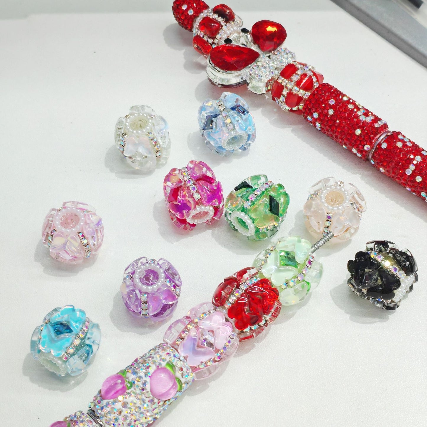 Random Color mix Butterfly Claw Chain Diamond Ball Beads
