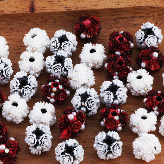 Small Rose Flower Ball Drill Ball Can Be Pierced Straight Hole Beads