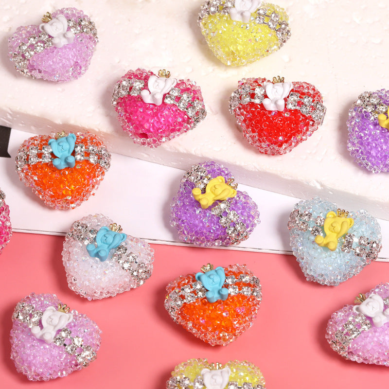 Crown Bear Heart Soft Sugar Beads