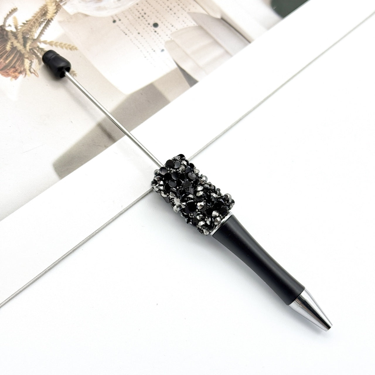 Sequin Beaded Pen Ins Colorful Resin Ballpoint Pen Student Gift Pen Beadable Rotating Cute Pen