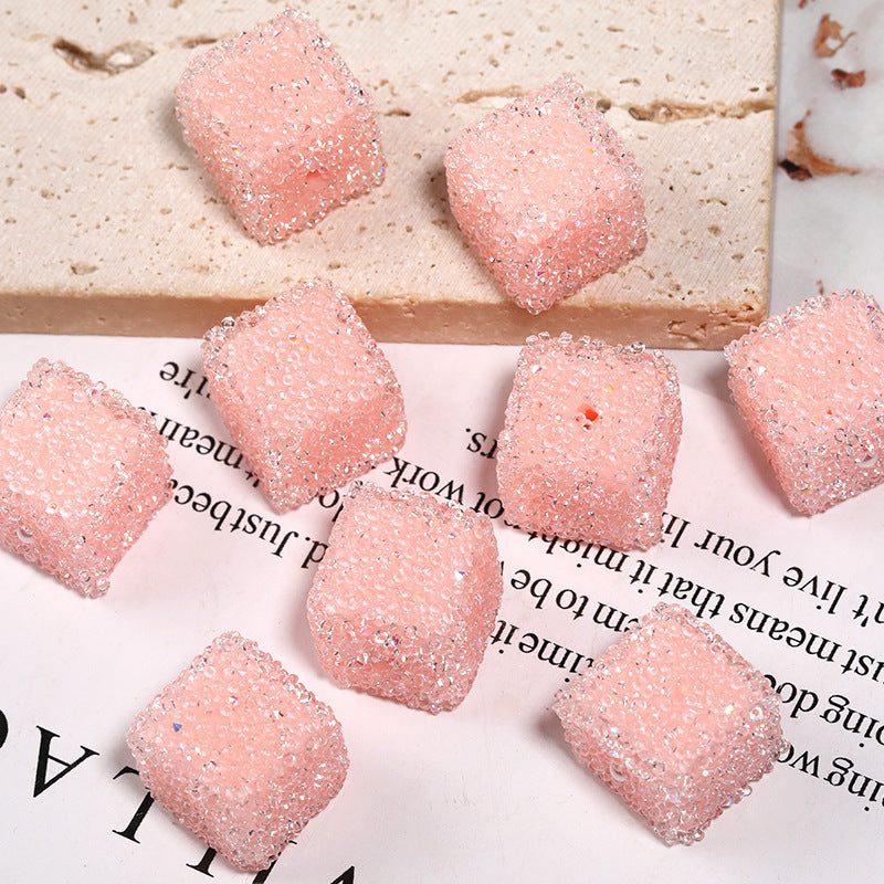 Candy Color Rhinestone Soft Sugar Square Beads