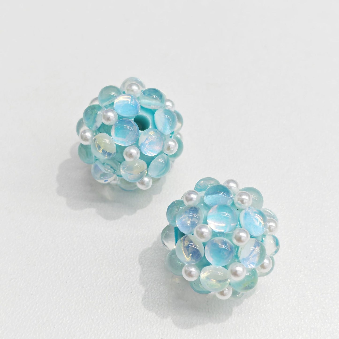 Straight Hole Cat Eye Pearl Flower Ball Beads