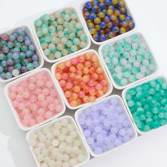 Three-color Glass Beads Imitation Jade Glass Beads