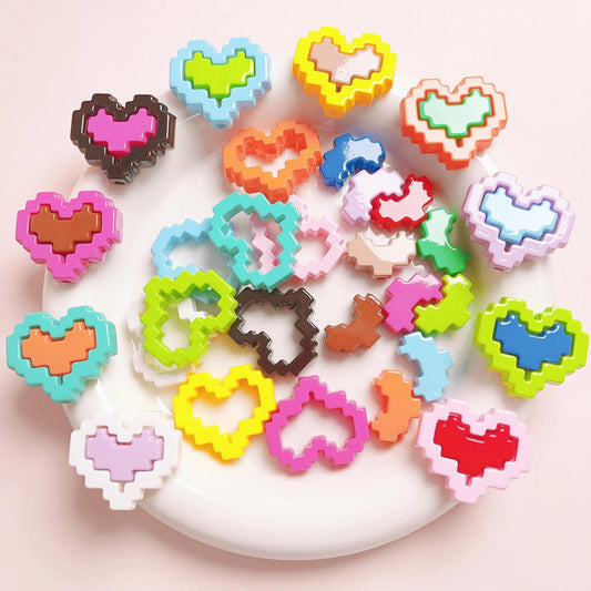 Pixel Heart Beads Enamel Acrylic Beads