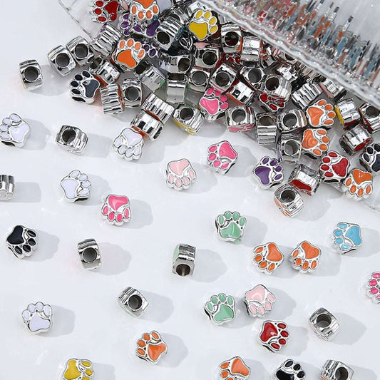 Colorful Oil Necklace Large Hole Beads resin Cat's Paw Pendant
