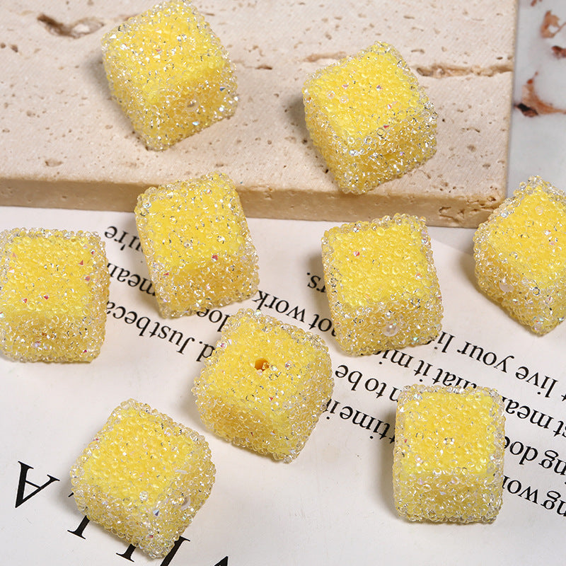 Candy Color Rhinestone Soft Sugar Square Beads
