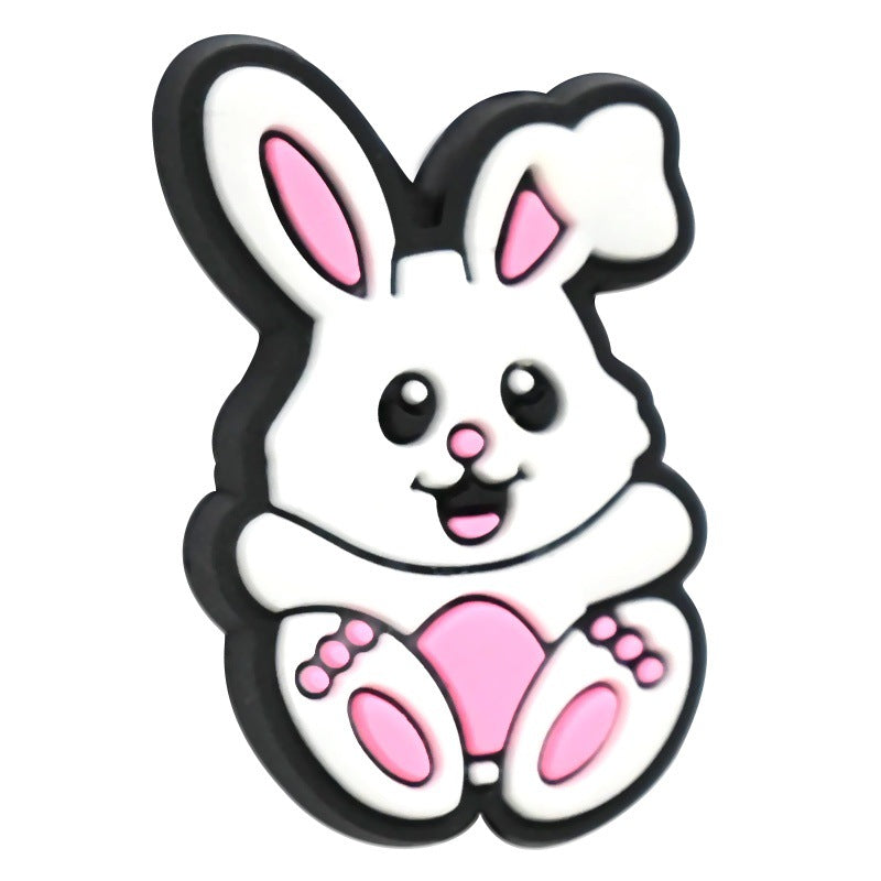 Cute Cartoon Easter Bunny Silicone Focal Beads